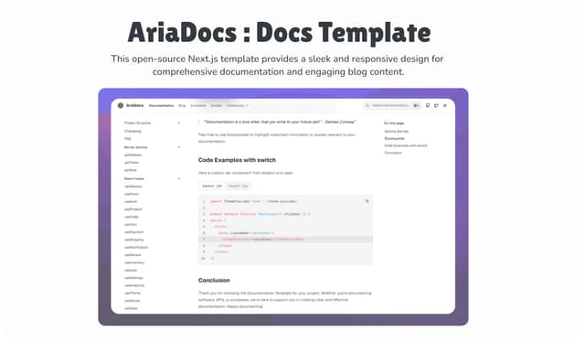 AriaDocs: Documentation Template